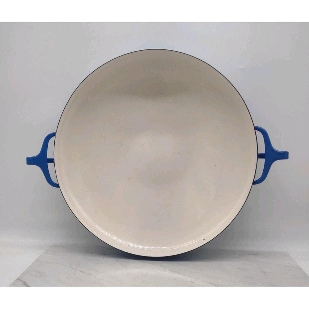 Vintage DANSK Designs France MCM Blue White Enamel 2 Handle Round Paella 13" Pan